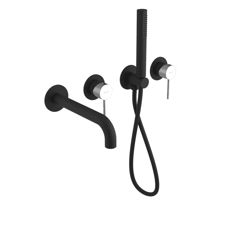 ULTRAMIX bateria wannowa podtynkowa, kompletna, 2 wyjścia, czarny mat/chrom