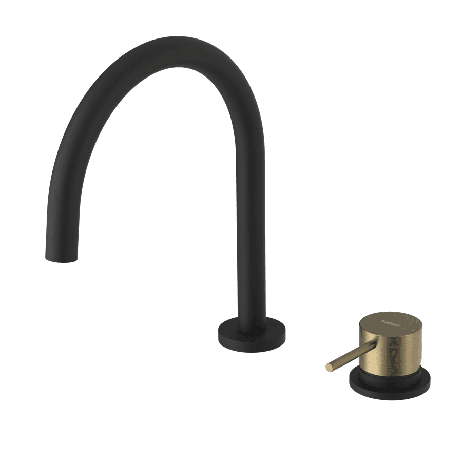 ULTRAMIX dwuelementowa bateria umywalkowa, czarny mat/złoto mat