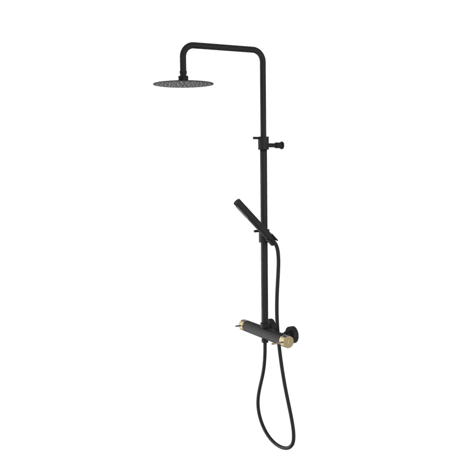 ULTRAMIX zestaw prysznicowy z baterią dźwigniową, czarny mat/złoto mat
