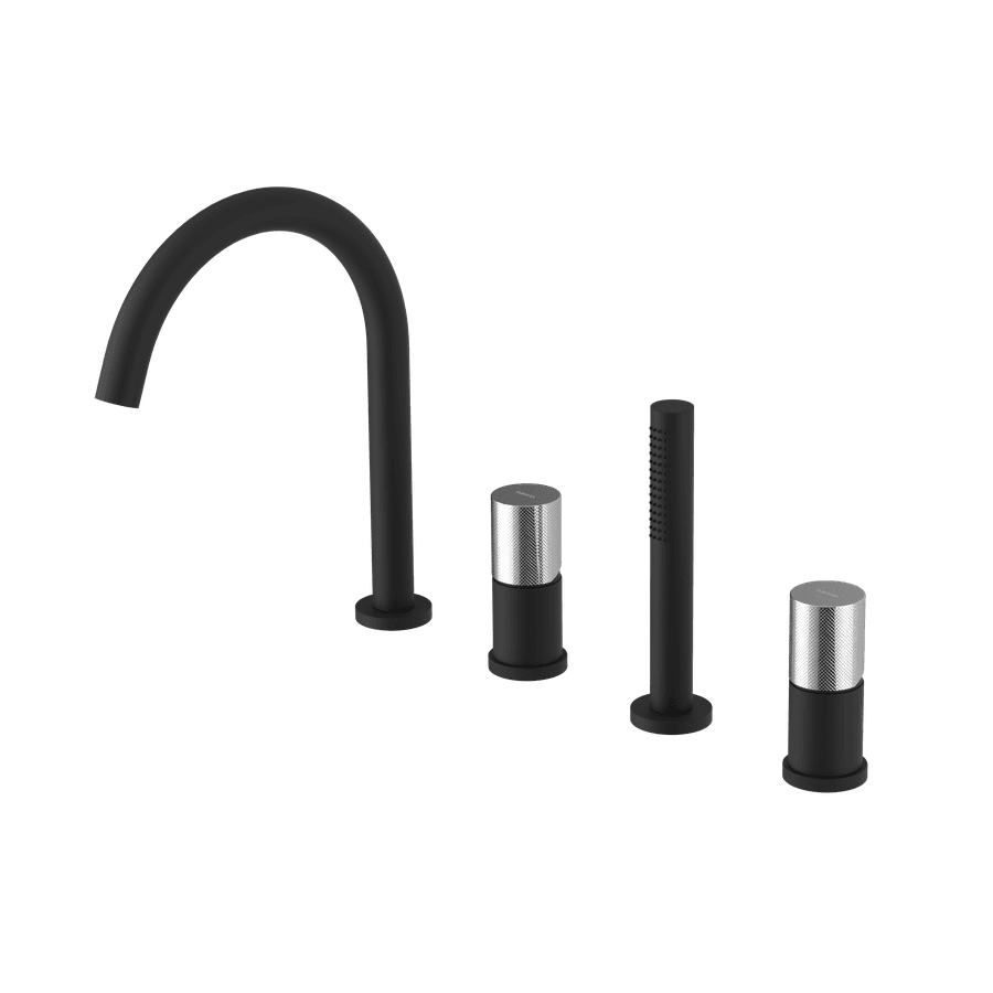 ULTRATAP 4-otworowa bateria wannowa na brzeg wanny, czarny mat/chrom