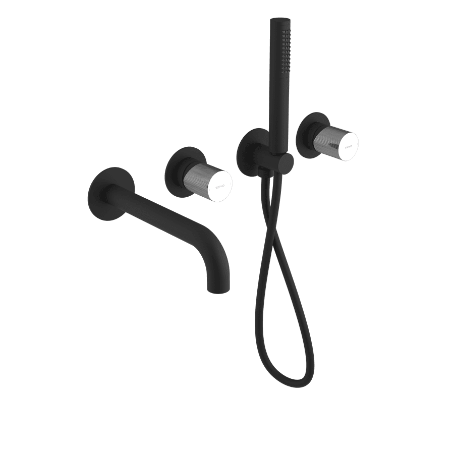 ULTRATAP bateria wannowa podtynkowa, kompletna, 2 wyjścia, czarny mat/chrom