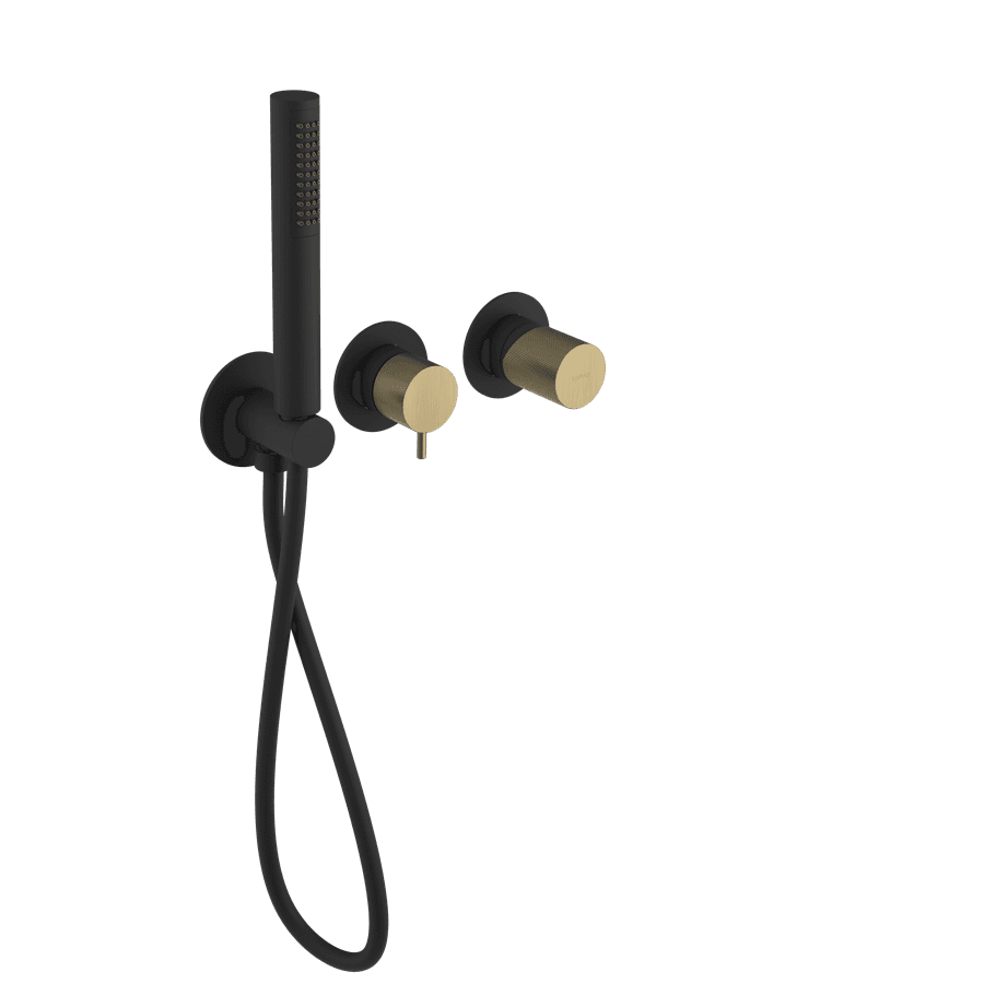ULTRATAP podtynkowa bateria prysznicowa/wannowa, 2 funkcje, czarny mat/złoto mat