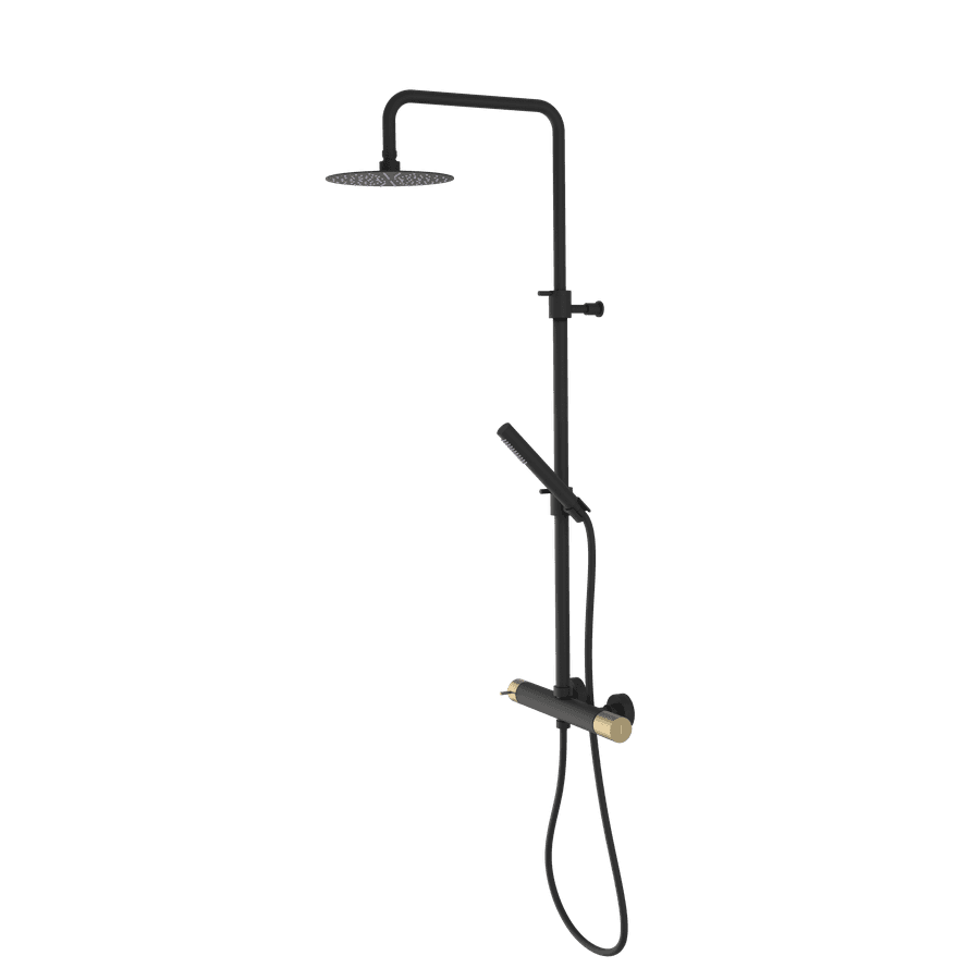 ULTRATAP zestaw prysznicowy z baterią dźwigniową, czarny mat/złoto mat