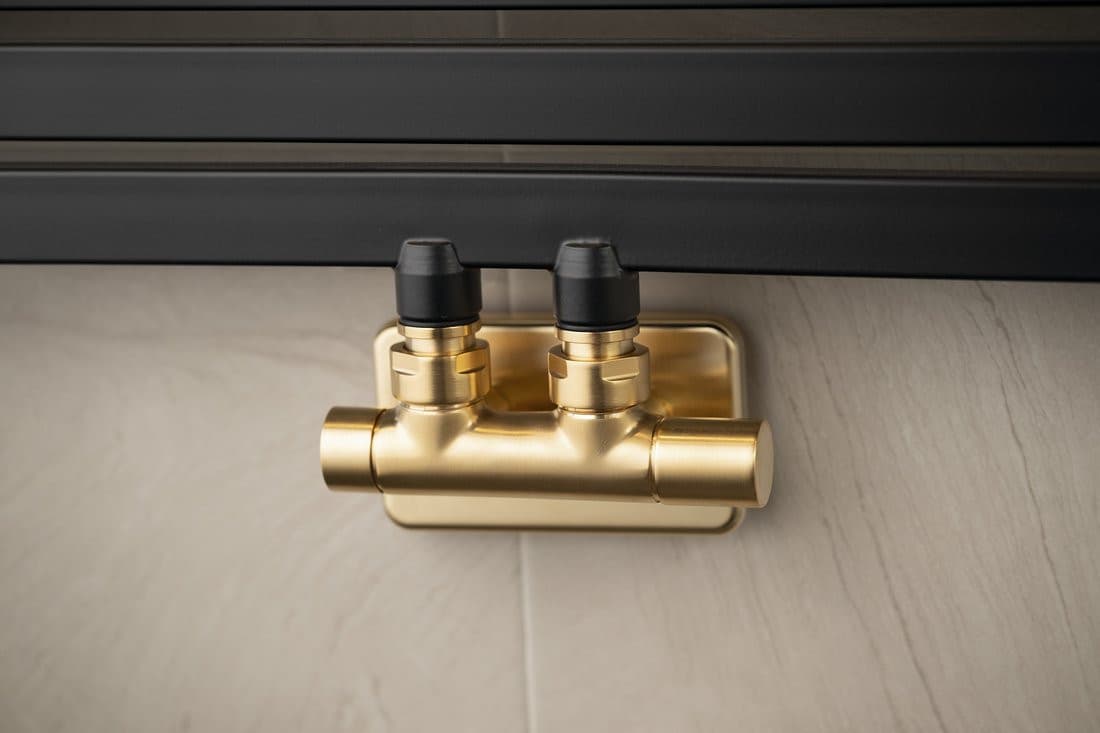 TWIN zestaw przyłączeniowy zespolony, rozstaw 50 mm, złoty mat