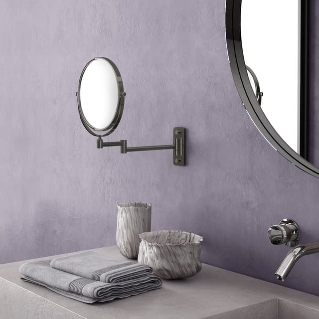 GAIA wiszące lusterko kosmetyczne, średnica 180mm, dwustronne, gun metal