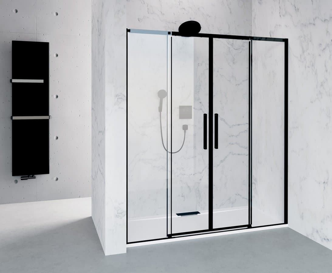 ALTIS BLACK drzwi prysznicowe przesuwne 1670-1710mm, wysokość 2000mm, szkło czyste