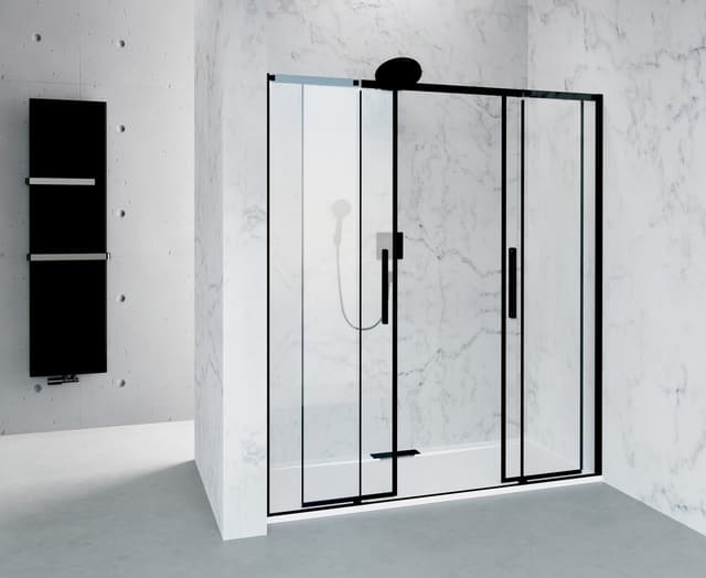 ALTIS BLACK drzwi prysznicowe przesuwne 1670-1710mm, wysokość 2000mm, szkło czyste