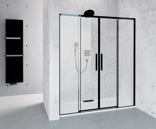 ALTIS BLACK drzwi prysznicowe przesuwne 1770-1810mm, wysokość 2000mm, szkło czyste