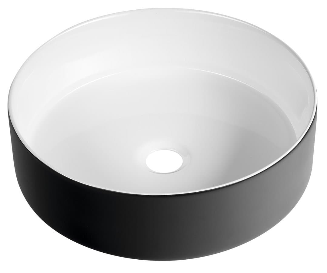 FIASTRA umywalka ceramiczna nablatowa, średnica 40cm, czarny mat