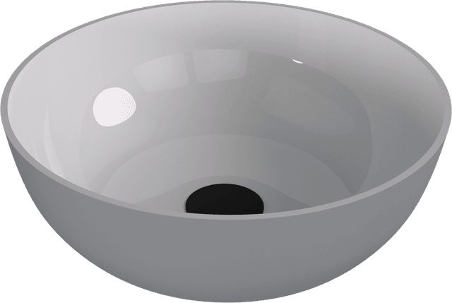 BANERA ROUND umywalka kompozytowa nablatowa, średnica 39cm, biały/szary mat