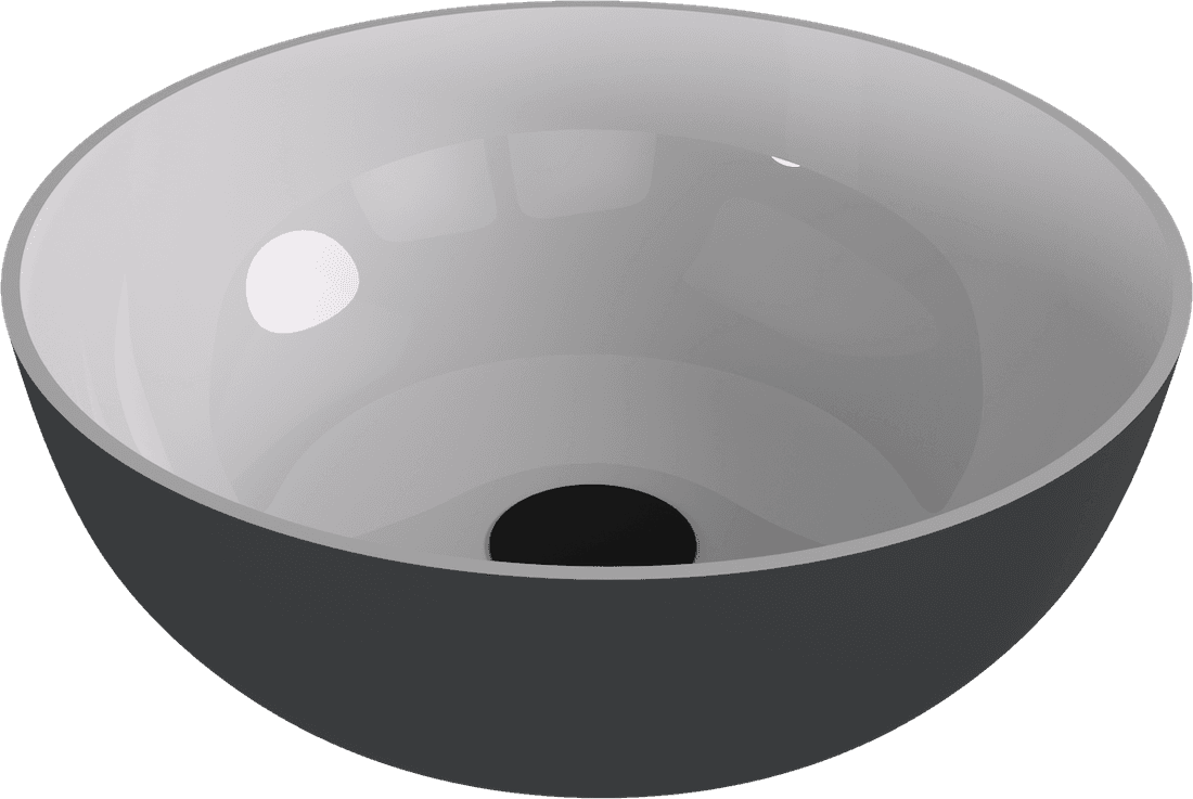 BANERA ROUND umywalka kompozytowa nablatowa, średnica 39cm, biały/antracyt mat