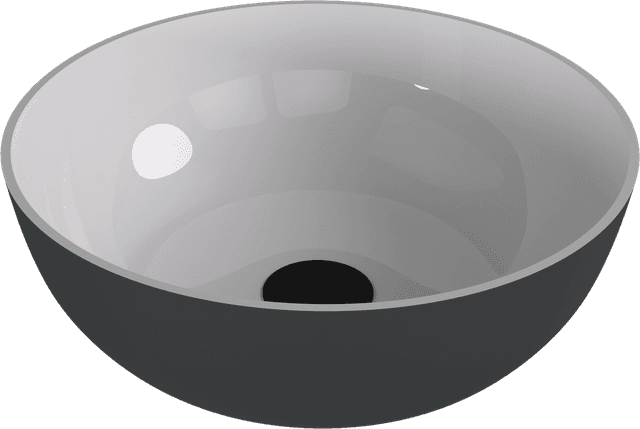 BANERA ROUND umywalka kompozytowa nablatowa, średnica 39cm, biały/antracyt mat