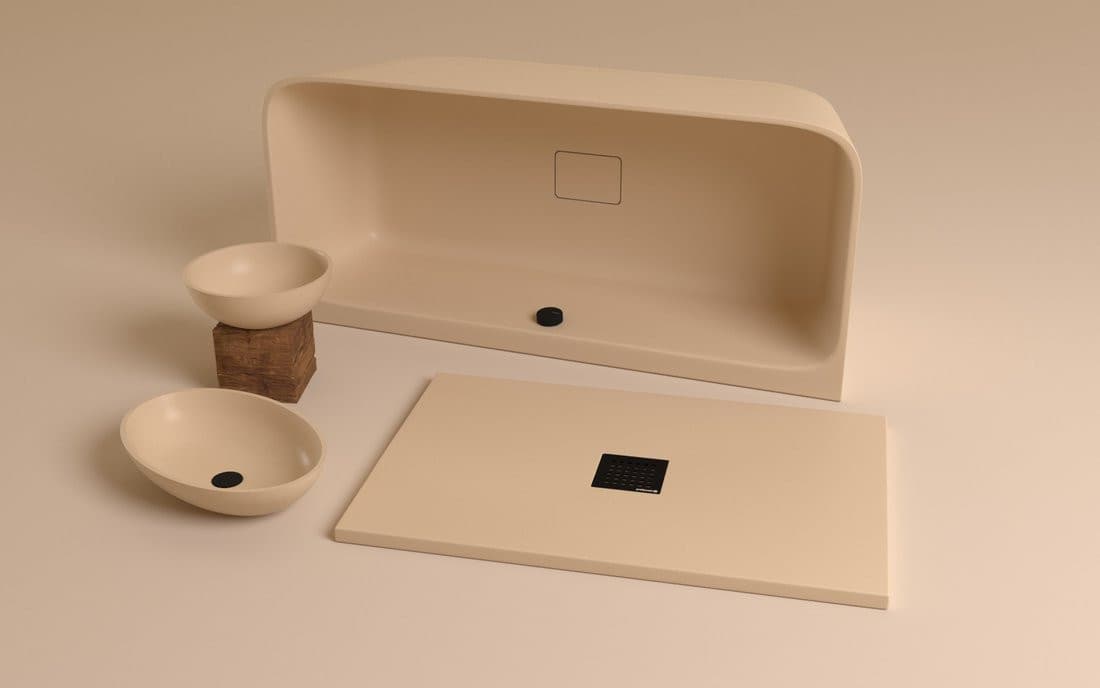 BANERA ROUND umywalka kompozytowa nablatowa, średnica 39cm, beż mat