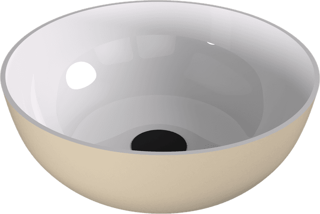 BANERA ROUND umywalka kompozytowa nablatowa, średnica 39cm, biały/beż mat