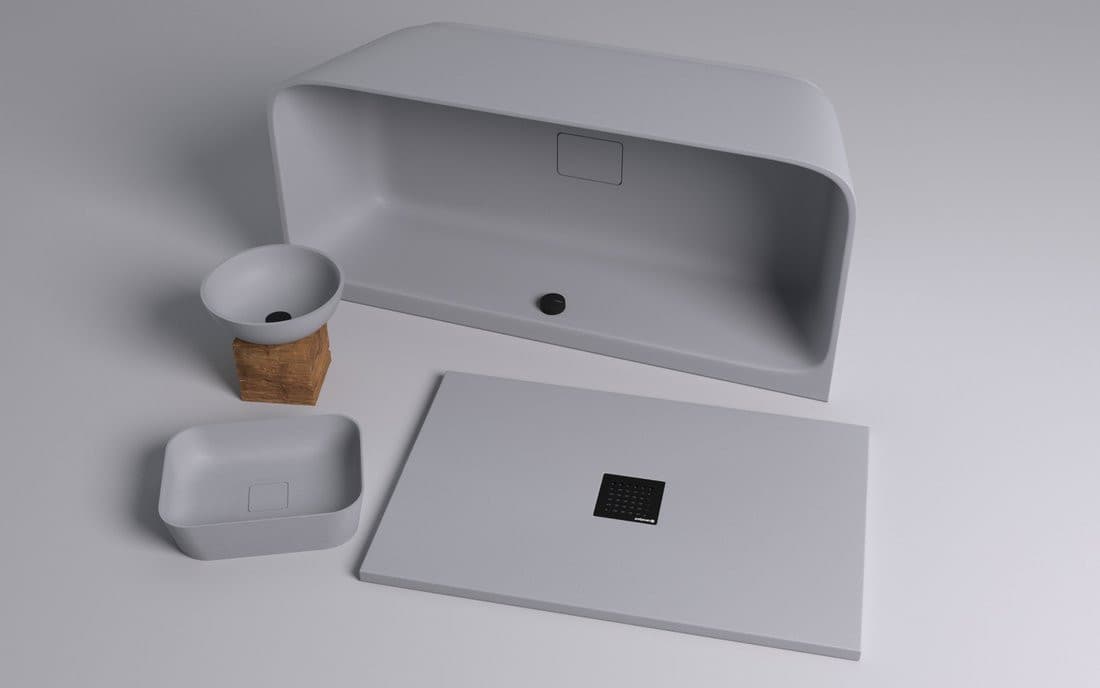 BANERA SQUARE umywalka kompozytowa nablatowa, 50x36cm, szary mat