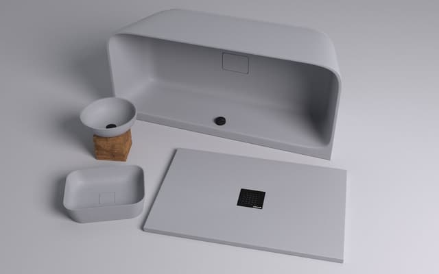 BANERA SQUARE umywalka kompozytowa nablatowa, 50x36cm, szary mat