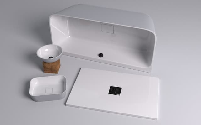 BANERA SQUARE umywalka kompozytowa nablatowa, 50x36cm, biały/szary mat