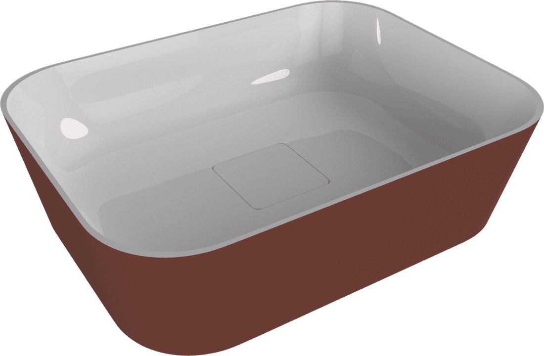 BANERA SQUARE umywalka kompozytowa nablatowa, 50x36cm, biały/brązowy mat