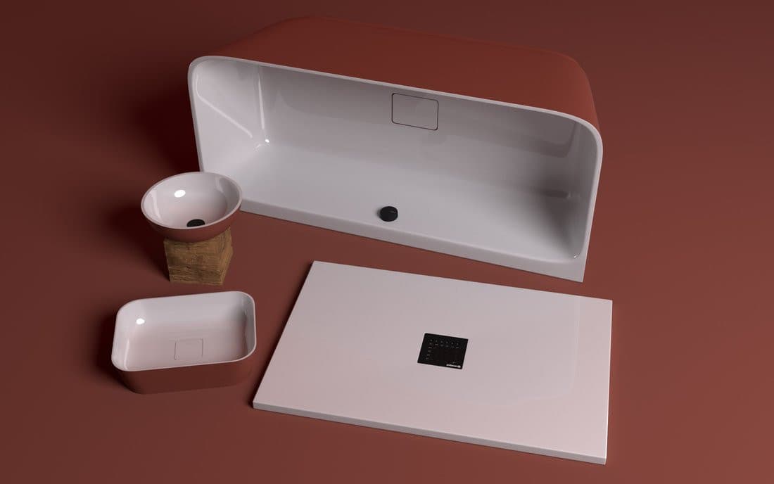 BANERA SQUARE umywalka kompozytowa nablatowa, 50x36cm, biały/brązowy mat