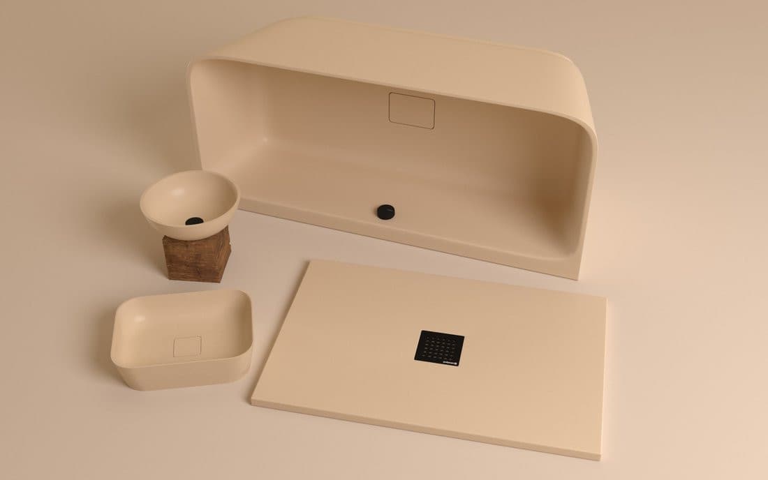 BANERA SQUARE umywalka kompozytowa nablatowa, 50x36cm, beż mat