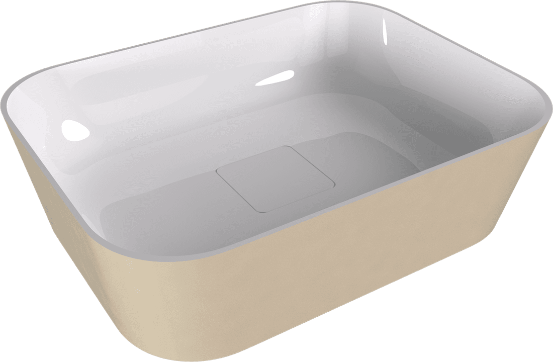 BANERA SQUARE umywalka kompozytowa nablatowa, 50x36cm, biały/beż mat