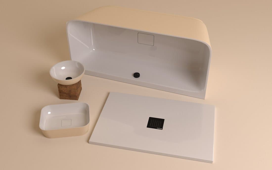 BANERA SQUARE umywalka kompozytowa nablatowa, 50x36cm, biały/beż mat