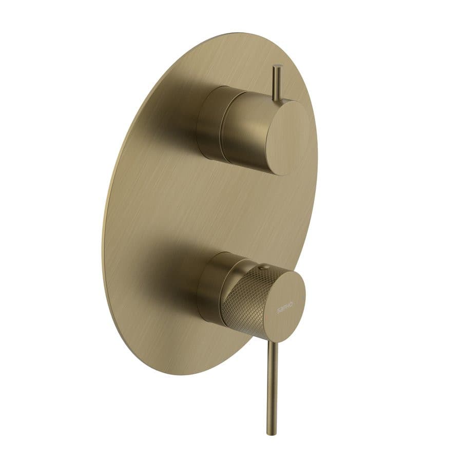 ULTRASAN bateria prysznicowa podtynkowa, 3 wyjścia, obrotowy przełącznik, złoty mat