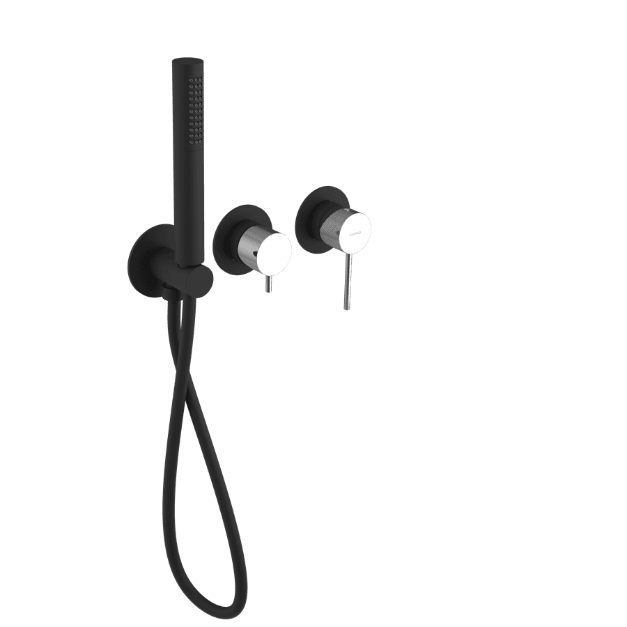 ULTRASAN bateria prysznicowa/wannowa podtynkowe, 2 wyjścia, czarny mat/chrom