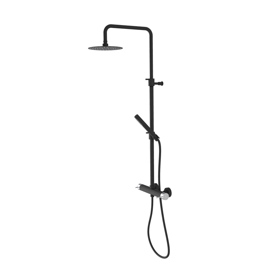 ULTRASAN zestaw prysznicowy z baterią dźwigniową, czarny mat/chrom