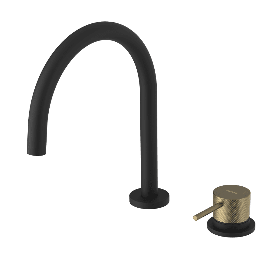 ULTRASAN bateria umywalkowa 2-elementowa, czarny mat/złoty mat