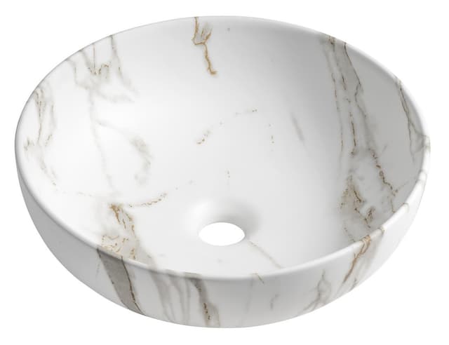 RONDANE umywalka ceramiczna nablatowa średnica 41cm, bianco carrara