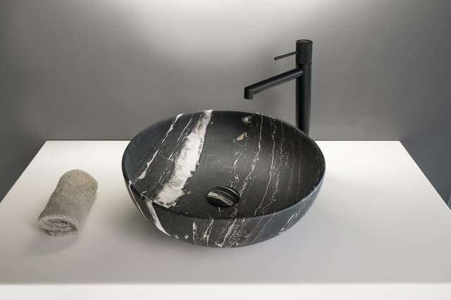 RONDANE umywalka ceramiczna nablatowa średnica 41cm, carnico marmor