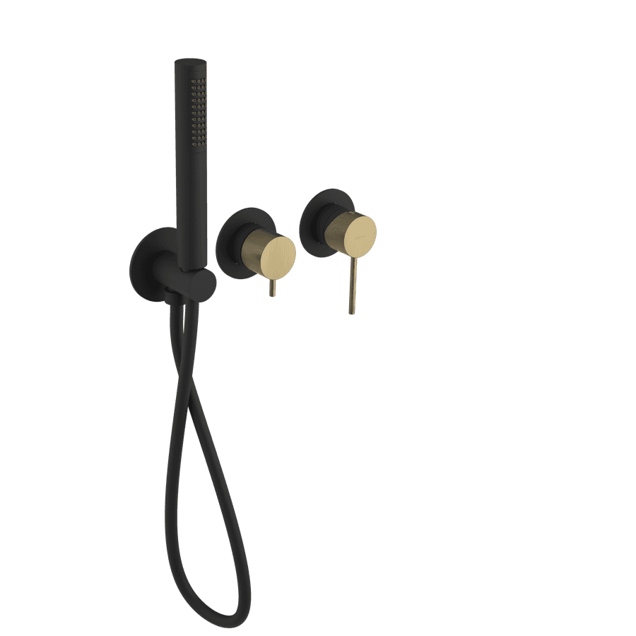 ULTRASAN bateria prysznicowa/wannowa podtynkowa, 2 funkcje, czarny mat/złoty mat