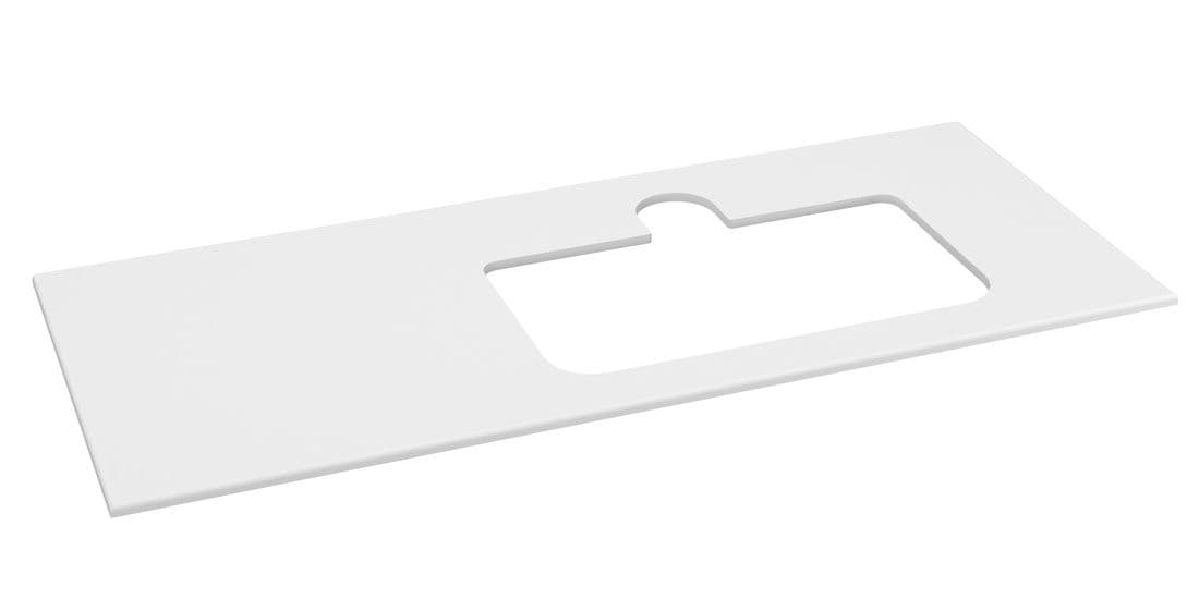 BRAHEA Rockstone blat z otworem 121x51,5cm (30+90cm), prawa, biały mat