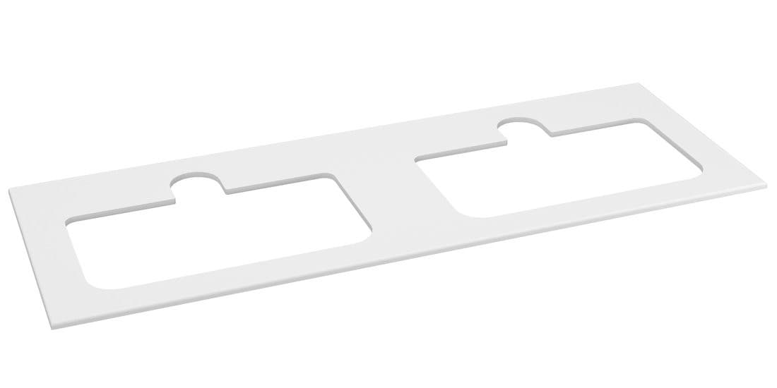 BRAHEA Rockstone blat z 2 otworami 141x51,5cm (70+70cm), biały mat