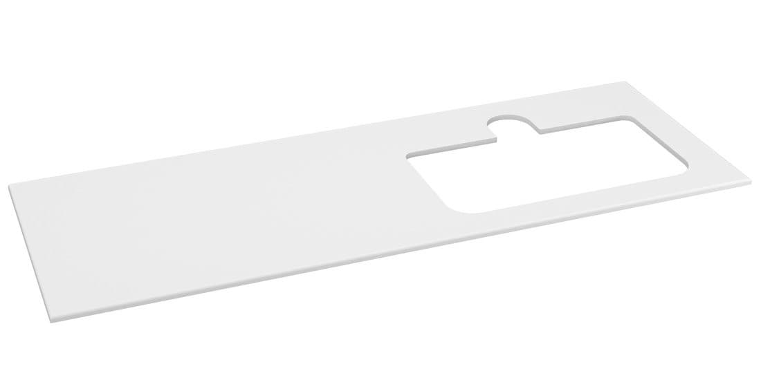 BRAHEA Rockstone blat z otworem 141x51,5cm (70+70cm), prawa, biały mat