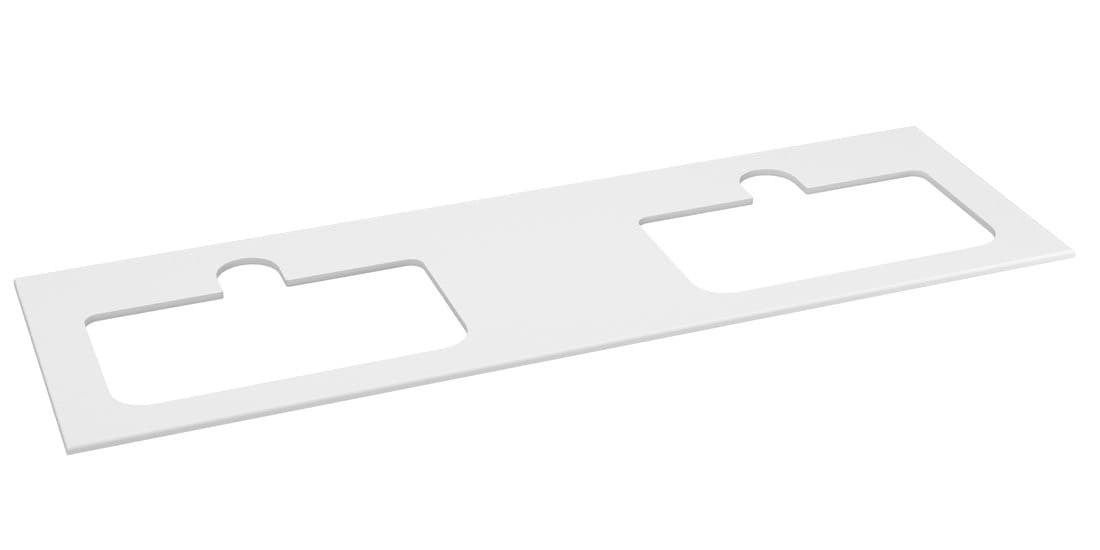 BRAHEA Rockstone blat z 2 otworami 161x51,5cm (70+20+70cm), biały mat