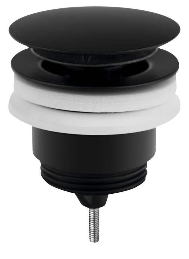 Odpływ umywalkowy 5/4”, klik-klak, duży korek, 10-45mm, czarny mat