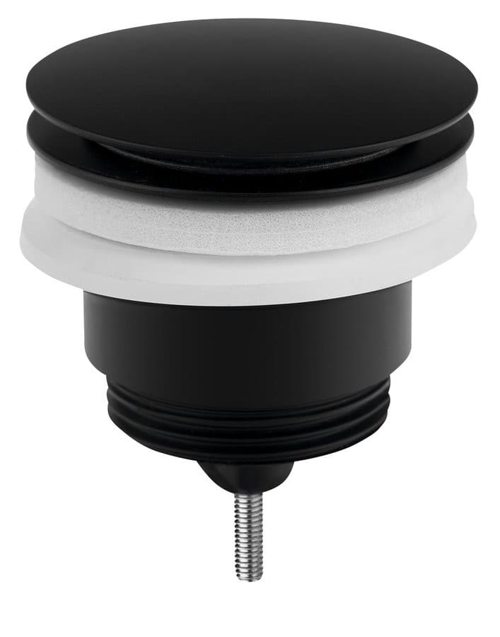 Odpływ umywalkowy 5/4”, klik-klak, duży korek, 10-45mm, czarny mat