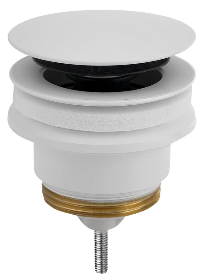 Odpływ umywalkowy 5/4”, klik-klak, duży korek, 10-45mm, biały mat