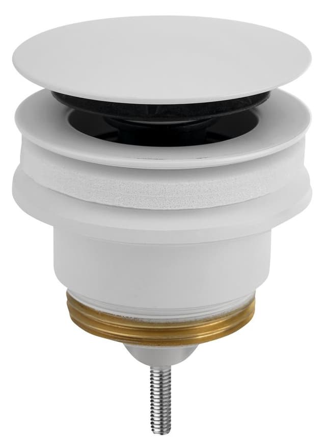 Odpływ umywalkowy 5/4”, klik-klak, duży korek, 10-45mm, biały mat