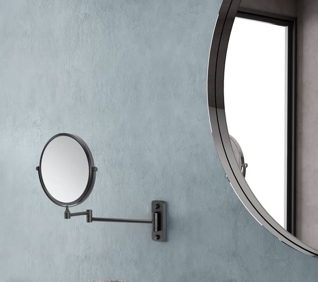 GAIA wiszące lusterko kosmetyczne, średnica 180mm, dwustronne, czarny mat