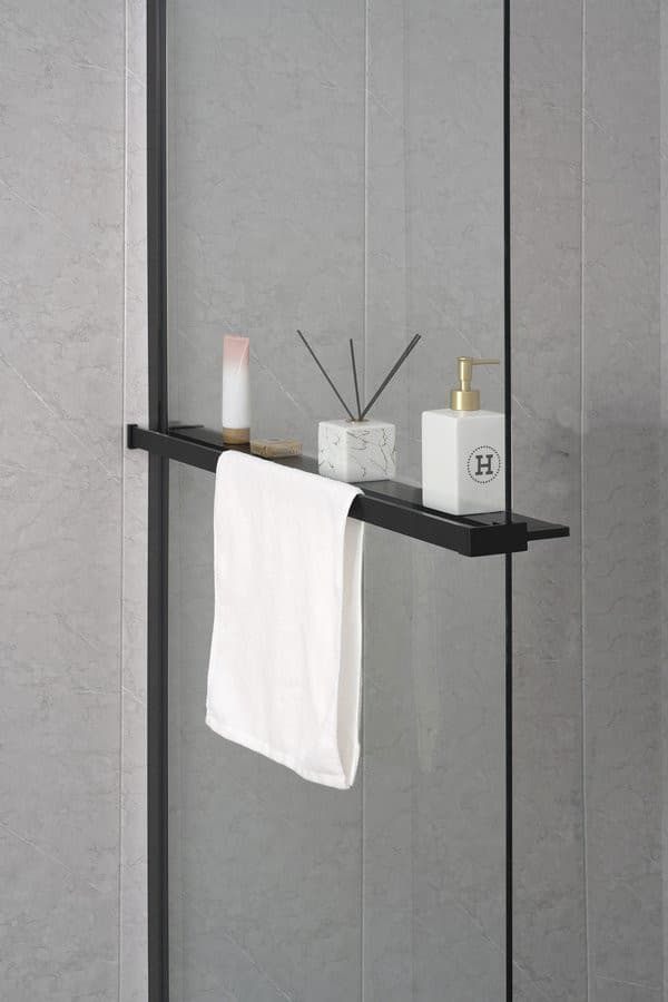 Półka skracana do kabin prysznicowych walk-in 60-140 cm, czarny mat