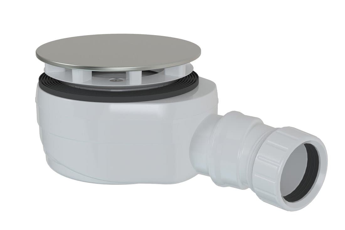 Syfon do brodzików, średnica 90mm, DN40, niski, korek stal nierdzewna polerowana