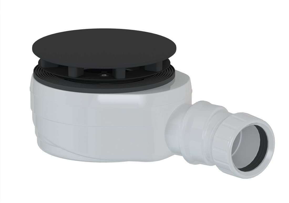 Syfon do brodzików, średnica 90mm, DN40, niski, korek czarny mat