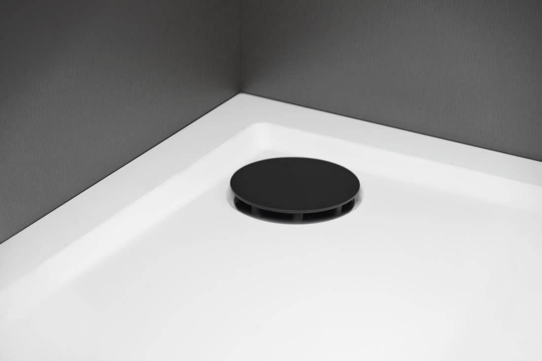 Syfon do brodzików, średnica 90mm, DN40, niski, korek czarny mat