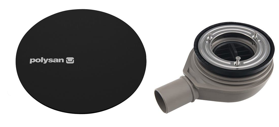 MIRAI syfon do brodzików, średnica 90mm, DN40, korek czarny mat