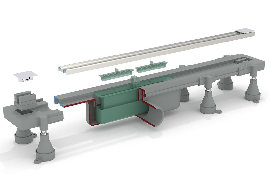 SUMISURA odpływ liniowy z rusztem ze stali nierdzewnej, L-450-1230, DN50