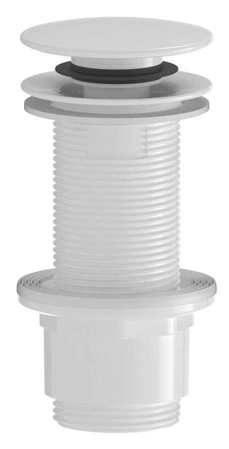 Odpływ umywalkowy 5/4”, klik-klak, duży korek, 10-80mm, ABS/biały