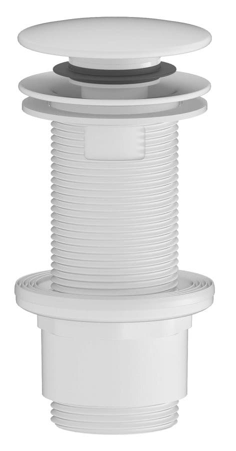 Odpływ umywalkowy 5/4”, klik-klak, duży korek, 10-80mm, ABS/biały mat